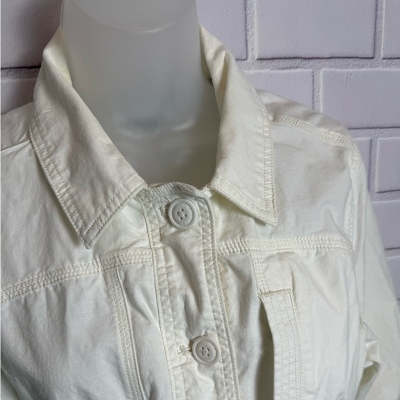 EDDIE BAUER Cream Utility Jacket with Elastic Waist & Collared Neckline/size PL - Picture 9 of 10